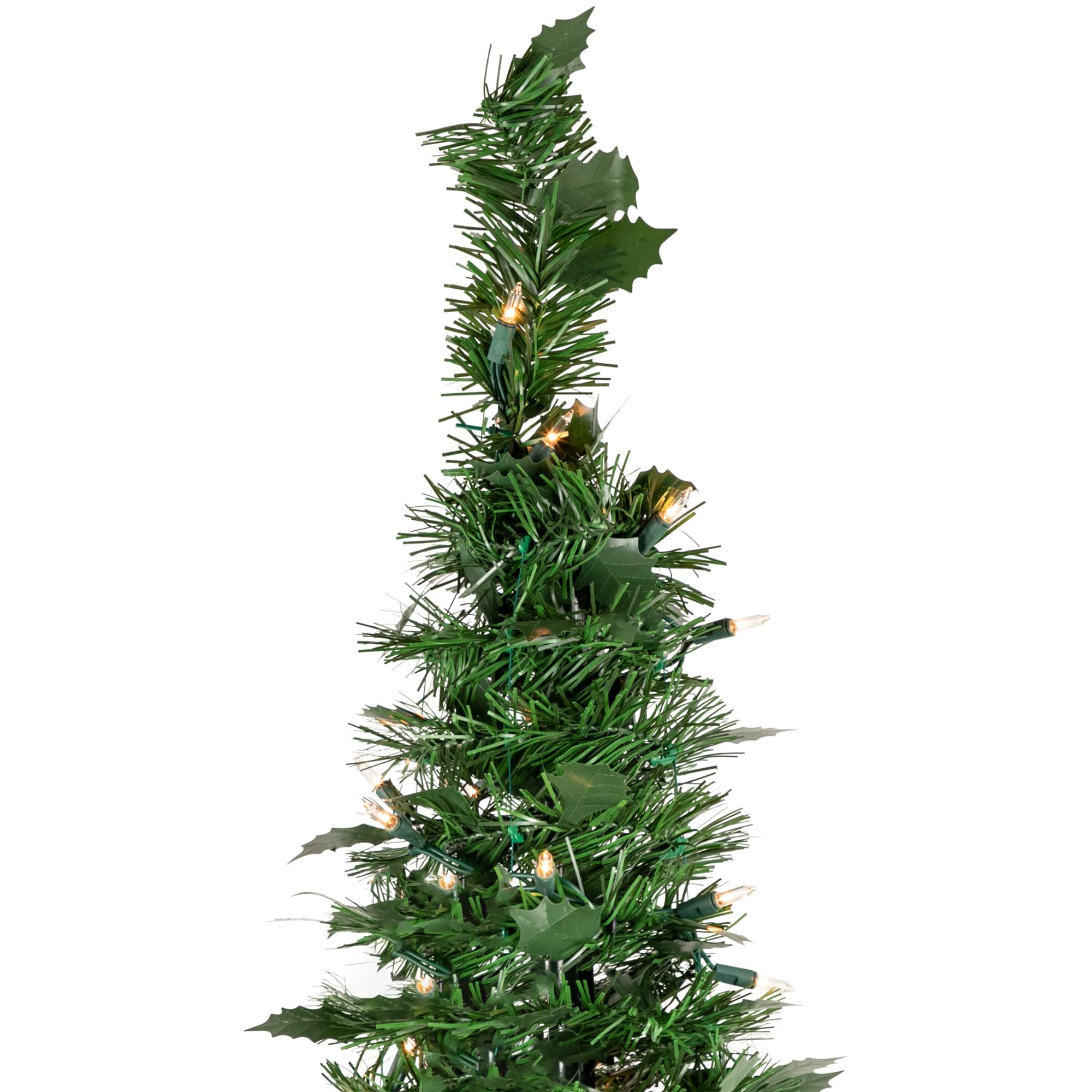4ft. Pre-Lit Green Tinsel Pop-Up Artificial Christmas Tree, Clear Lights